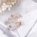 大人リボンのイヤーアクセサリー（シフォン）ピアス / イヤリング　no.1482