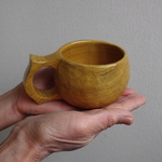 桑の木で作った一木彫りコーヒーカップ　
