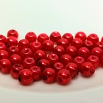 167.ガラスパール6㎜50個♪　レッドカラー（赤色）