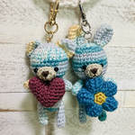 編みぐるみキーホルダー＊うさぎ＊クマ＊動物＊カラフル＊ハート　♡×20