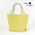 ヌビバッグ　月うさぎ×マスタード　トートバッグ　サブバッグ　ミニバッグ　お弁当箱入れ　お散歩バッグ　うさぎ　ウサギ　動物　アニマル