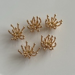 469)フラワーパーツ（約14×9mm・2個）/ 花芯 / ゴールド / ピアス・イヤリング素材
