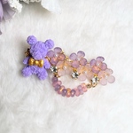 くまちゃんヘアクリップ　濃いめピンク　葉っぱなし