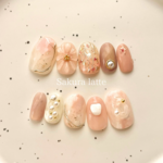 【𝙎𝙖𝙠𝙪𝙧𝙖 𝙡𝙖𝙩𝙩𝙚】【𝙎𝙥𝙧𝙞𝙣𝙜 𝙡𝙞𝙢𝙞𝙩𝙚𝙙 】【ネイルチップ　桜　ピンク　ベージュ　淡色　ニュアンス　桜ネイル】