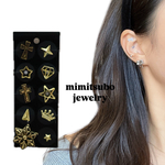 １点もの！耳ツボjewelry 耳ツボシール　貼るピアス　耳つぼアクセサリー　リボン　ハート　ゴールドクロムデザイン　耳ツボダイエット　耳つぼジュエリー　耳つぼシール