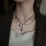 【beige×silver necklace】ｽﾃﾝﾚｽﾁｪｰﾝ