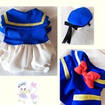 【新作】犬服   セーラー衿のぷっくりパンツ／青 ・ロンパース風マリン服　送料無料 dnb01