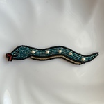 snake ブローチ　ビーズ刺繍　蛇　巳