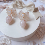 🍓ドライフラワー🎀レジン　リボンいちご　イヤリング