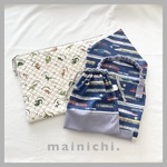 【 akarimaru-3 様専用 】ネイビー電車柄のエプロンセットと恐竜柄絵本バッグ