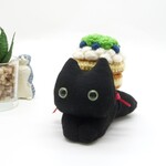ねこクリップ　黒猫　シャインマスカット&ブルーベリー（大）　メモクリップ付き　目の色　緑or青　