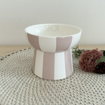 名入りフードボウルM⭐︎ストライプ【アッシュピンク】/ Striped pet food-bowl with name 【ash pink】