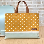 【即納OK】🔸現品限り30%OFF【 入園 入学 】 レッスンバッグ 〈 やまぶき ドット 〉手提げ袋　手提げバッグ　 黄色　マスタード　ミントグリーン　レース　水玉 緑