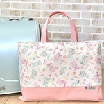 【即納OK】🔸現品限り30%OFF【 入園 入学 】 レッスンバッグ 〈 パステル ベア 〉 くまさん　テディベア　手提げバッグ　手提げ袋　ピンク　水色　白　ハート　キャンディ　