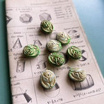 【2コセット】JIRI＊IVANA#czech beads#チェコビーズ　rose in leaves oval 16✖️13㍉  irregular mable white＊green/bronze