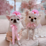 桜の花冠 ちょこんとタイプ 淡いピンク ♡ 桜 ヘッドドレス 花冠 犬 猫 ペット カチューシャ ピンク リボン 花 冠 誕生日 記念日 うちの子記念日 かぶりもの 被り物 帽子 バースデー ひな祭り