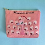 孔雀刺繍のポーチ　Pink ver.