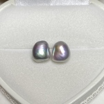 大粒グレー🤍バロックパール✨約11mm 一粒バロックシンプル淡水パールピアス/イヤリング変更可