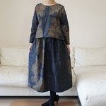[A11]大島紬 着物リメイク👘ワンピース風セットアップ🌟ストール付き