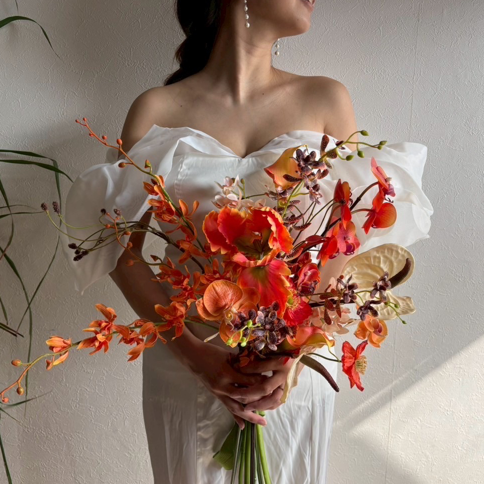 アーティフィシャルフラワー ウェディング ウェディングブーケ《ピンク》40㎝｜枯れないアーティシャル