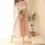 春の光をまとう 桜色ネグリジェ（授乳対応・国産ダブルガーゼ）