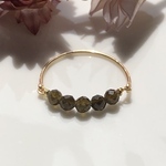 小粒ゴールデンオブシディアンのワイヤーリング◇サイズオーダー◇天然石◇指輪◇ゴールド