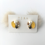 ミンクファーとビジューのピアス
