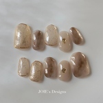 ブラウンもやもやニュアンスデザインネイルNo.308