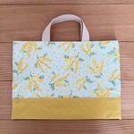 🌺sale  🍀小さめレッスンバッグ　ミモザ💐　(25×35センチ)　マチなし　ミニレッスンバッグ　バッグ　キルティング　レッスンバッグ