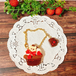 くまちゃんリボンカップケーキのバッグチャーム ケーキ フェイクスイーツ スイーツデコ キーホルダー アクセサリー くまさん くま