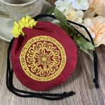 巾着：「春」①イエロー/レッド【中華風刺繍入り】