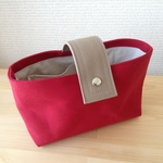 インバッグＭ　アカ×ベージュ　帆布
