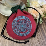 【中華風刺繍入り】巾着：「夏」グリーン/レッド