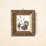 ミニ額 原画【 お気に入りのレコードで 】