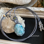 ラリマー（ブルーペクトライト）マクラメ編みネックレス・マクラメネックレス　
