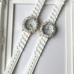 【現物限り】キラキラスワロフスキーデコ時計 小 アクアマリンのみ