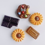【5pcs】ゆめかわデコパーツ  クッキー　チョコレート　ビスケット　ソフトクリーム　カボション  スイーツデコ