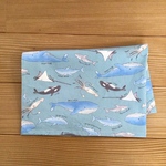 ランチョンマット  40×60センチ(裏地なし)　海の生き物🐳水色