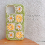🌼受注製作🌼ぷっくりお花モチーフ🌼マーガレット🌼デイジー🌼手編みスマホケース🌼カバー