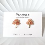 ワイヤーフラワーアクセサリー：メンカラのお花　イヤリング