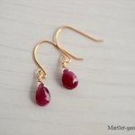 14kgf 天然ルビー  ピアス/イヤリング