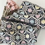30cm/50cm  インド刺繍リボン  チュール  花柄  ブラック  #wt30