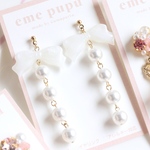 リボンとパールのロングピアス🎀🤍イヤリング