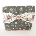 【SALE!2500→1500】エレガントなインド刺繍リボンの蓋つきポーチ　女の子　大人女子　インド刺繍リボン　ティッシュポーチ　ティッシュケース　移動ポケット