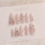 ネイルチップ 韓国 ガーリー チーク ラメグラデ リボン チェック ハート パール