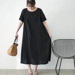 半袖ワンピース　リネンブラック  No.99