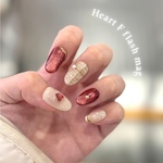 フラッシュマグ❤️ハート　チェックツイード　秋　冬　ネイルチップ　フレンチ　キルティング　ツイード　チェック　