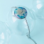 ブレスレット ドライフラワー レジン お花 押し花 春 青 ブルー アースカラー〖ブルーモーメント〗