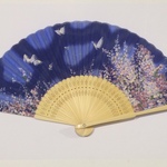 名入れ高級扇子　夜華蝶　青シルク