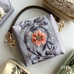 new🕊️インド刺繍リボン チャームポーチ♡ Pale purple ①ボックスポーチ チャーム 便利なチャームポーチ✨